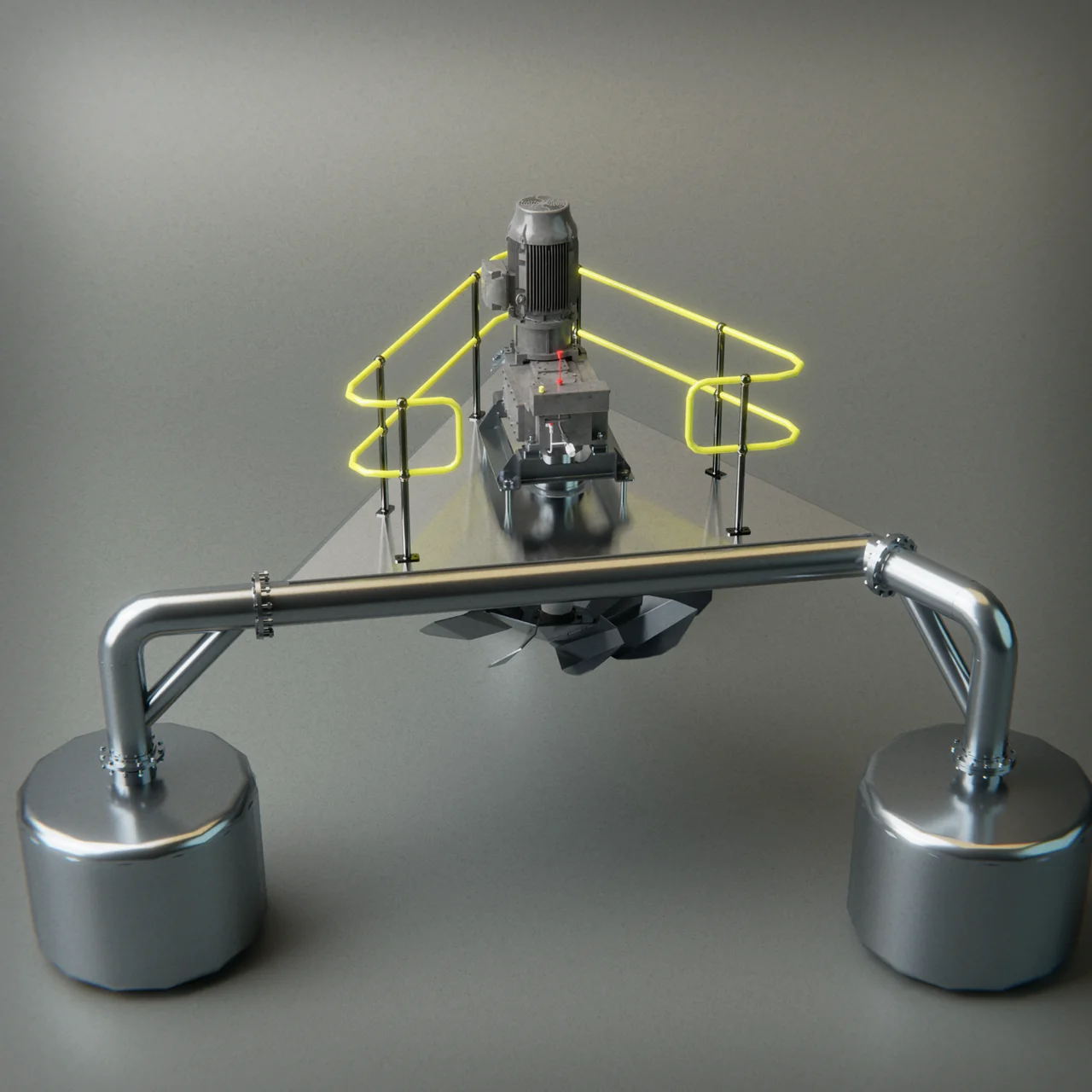 Low speed aerator with pontoon and grating